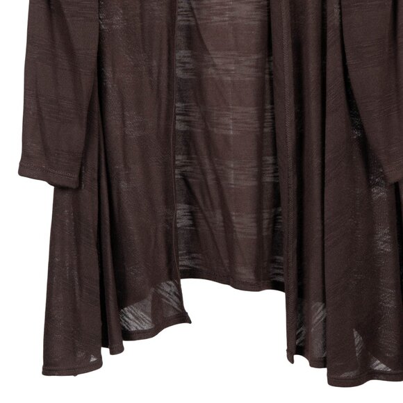 New Directions Sheer Brown Cardigan XL Womens Open Front Ruched 3/4 Sleeves - Picture 3 of 5